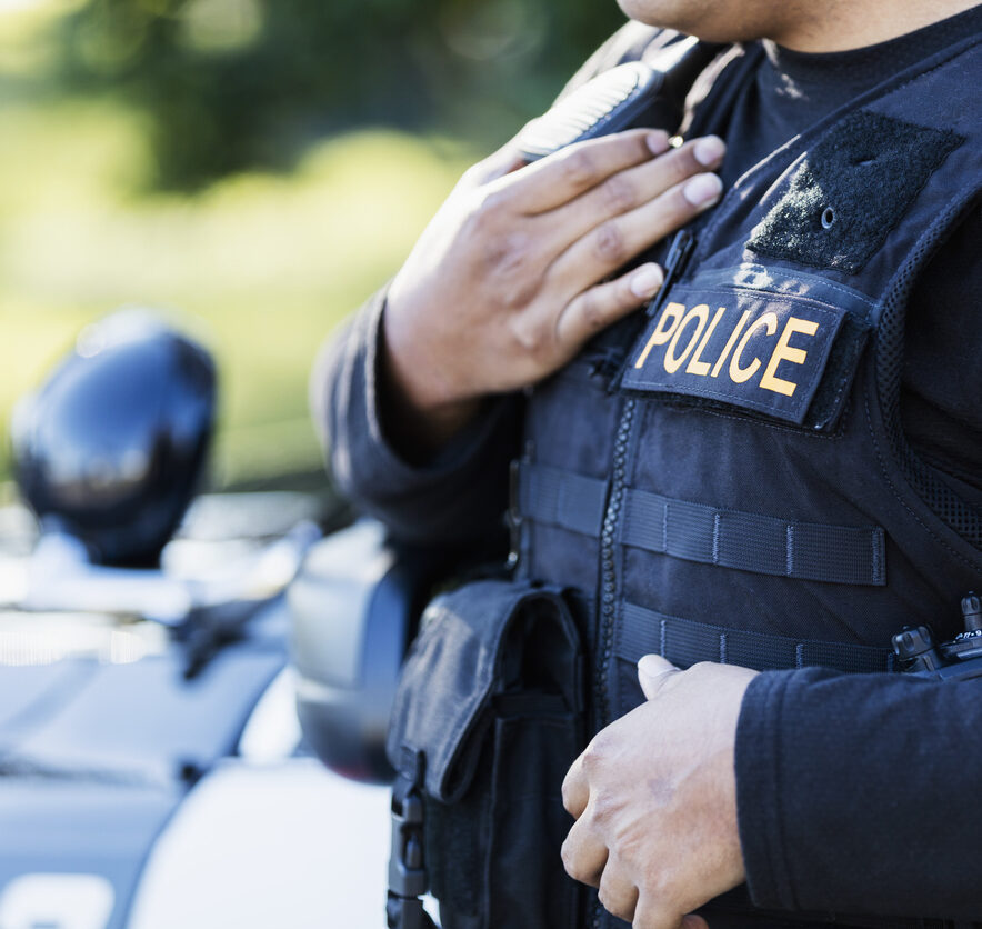 Cropped view of police officer