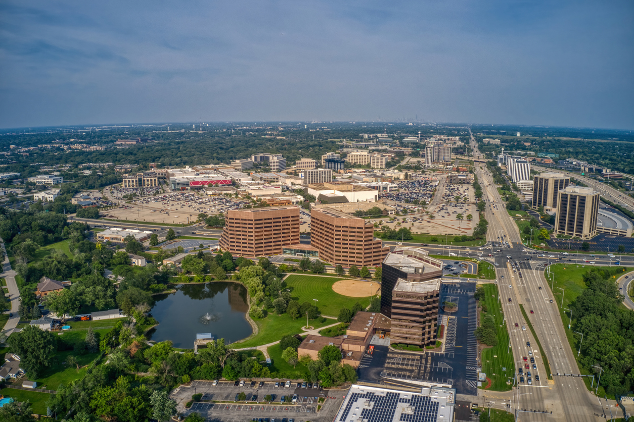 Aerial View of Downtown Oakbrook, Illinois